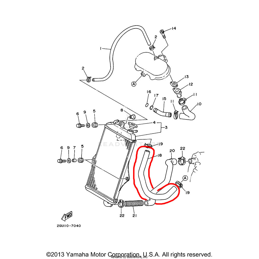 Banshee Upper Radiator Hose (Radiator to Head)