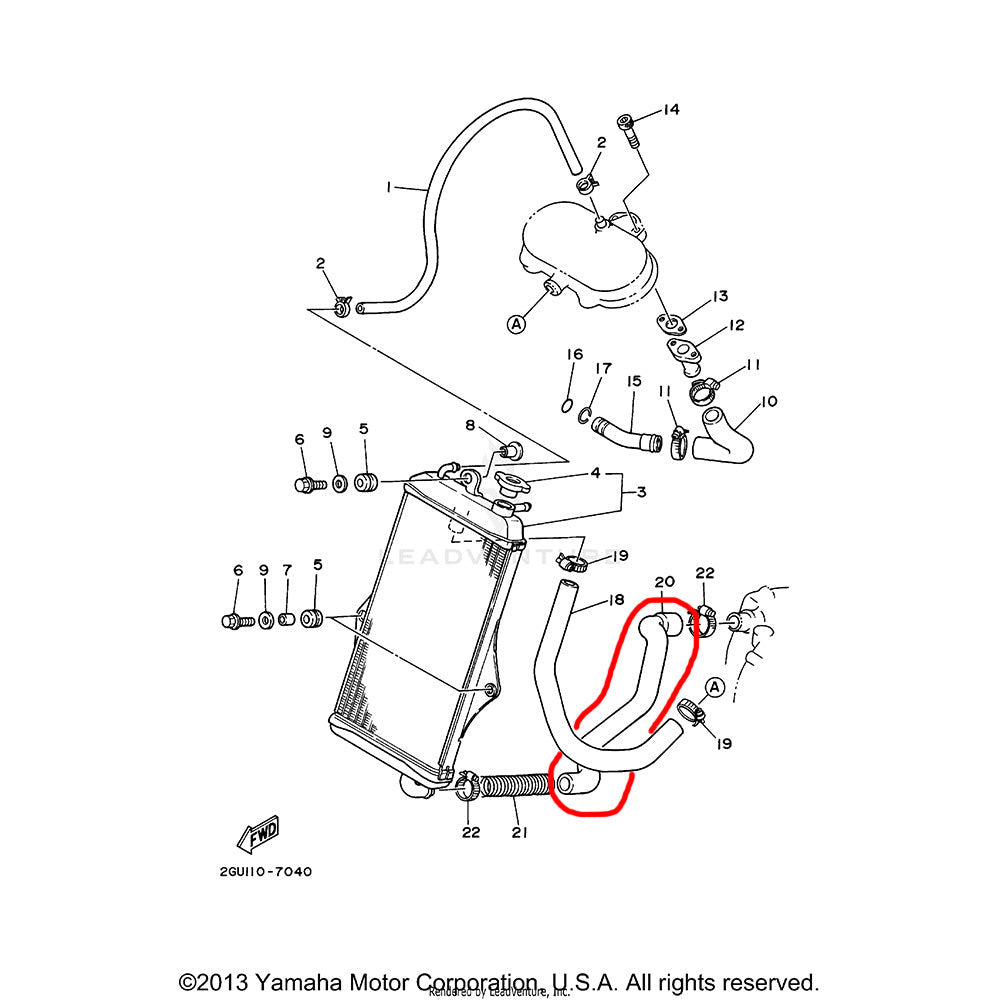 Banshee Lower Radiator Hose (Clutch Case To Radiator)