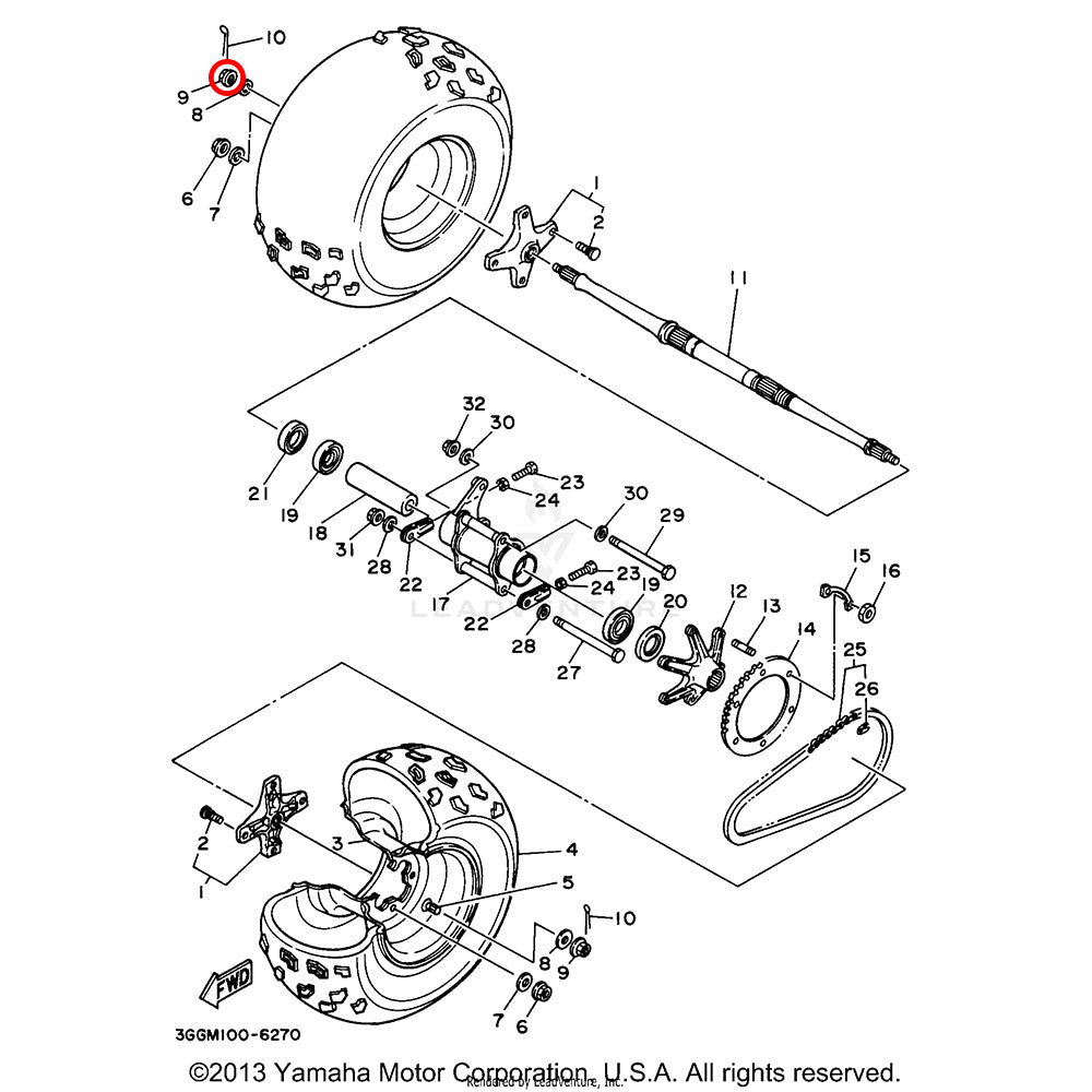 Banshee Rear Wheel Hub Castle Nut